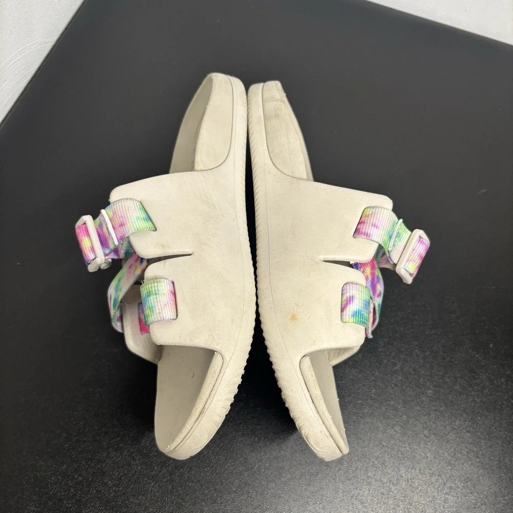 Chaco Chillos Kids Girls White with Tie Dye Sandals Slides Size‎ 5 Junior's
